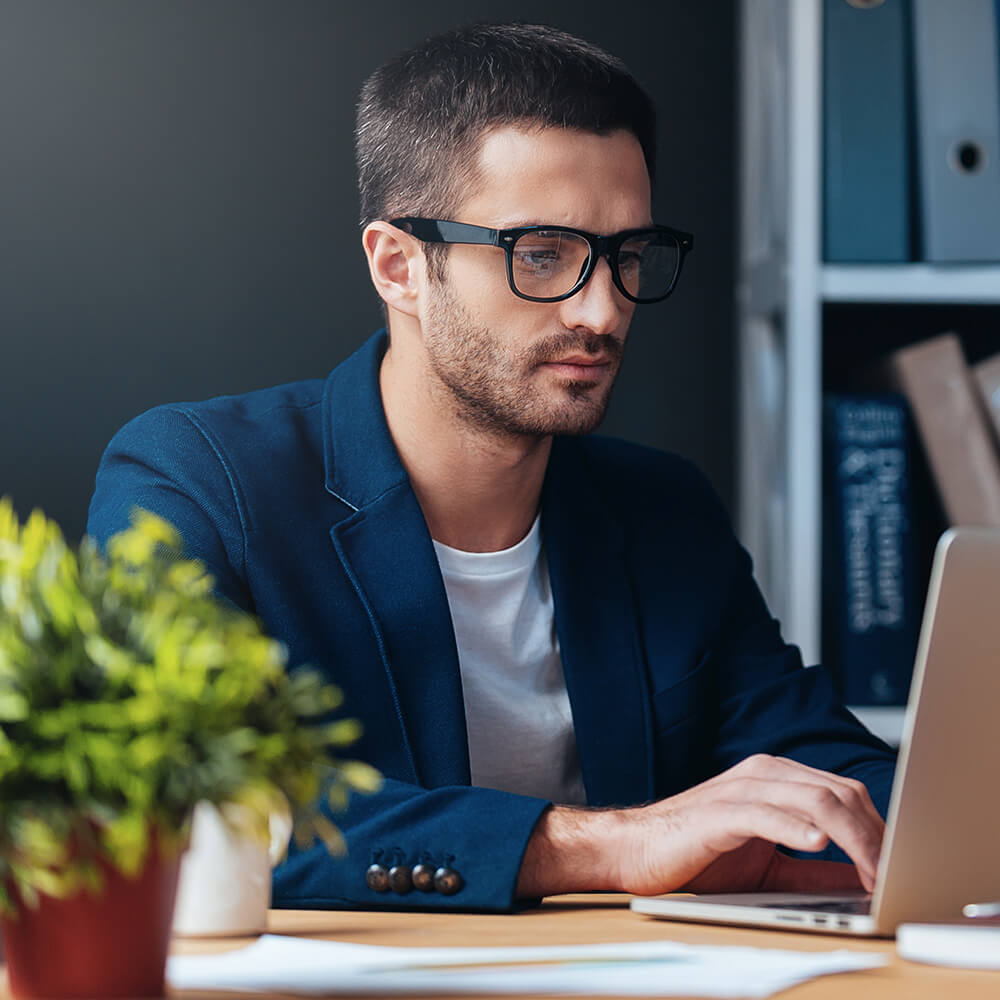 young man in office