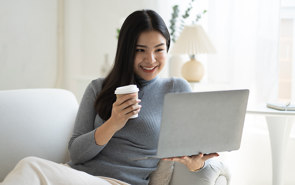 woman using laptop