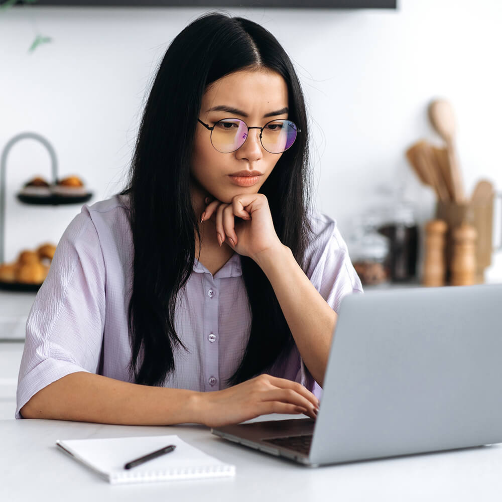 woman using laptop
