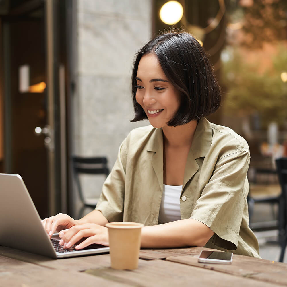 woman using laptop