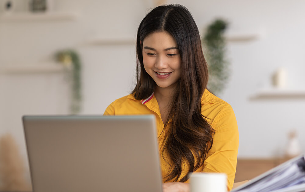 woman using laptop