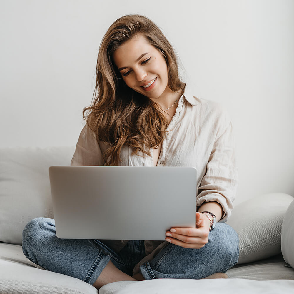 woman using laptop