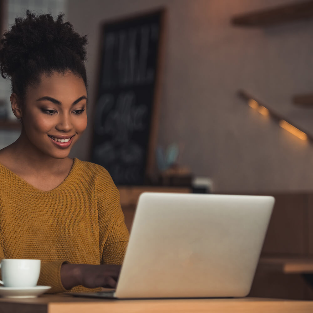woman on laptop at home