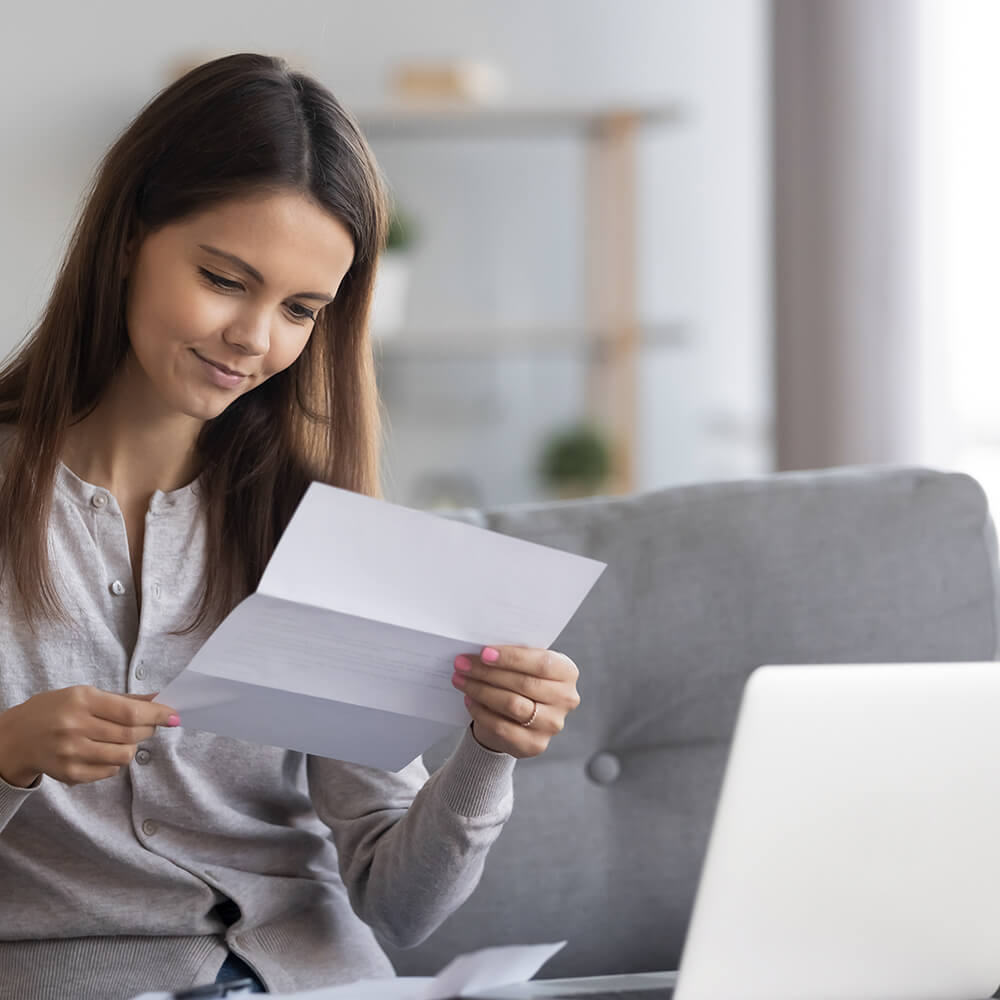 looking at envelope