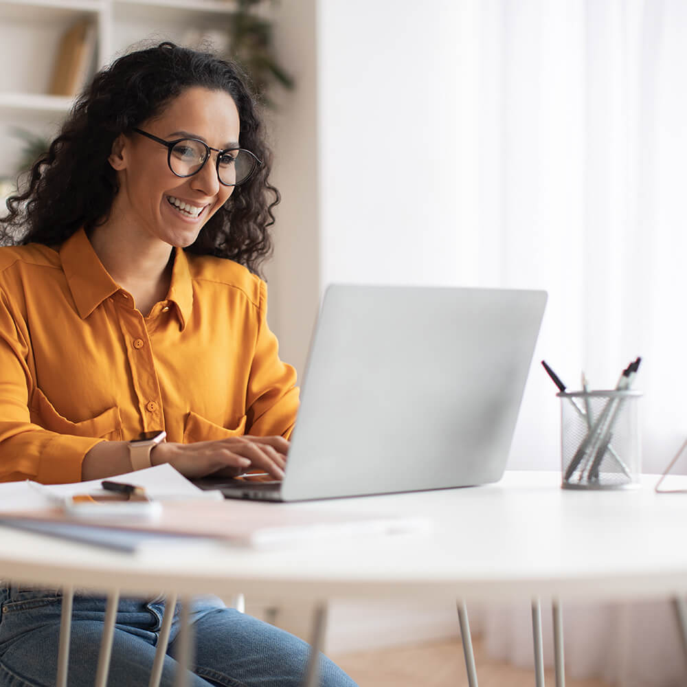 woman using laptop