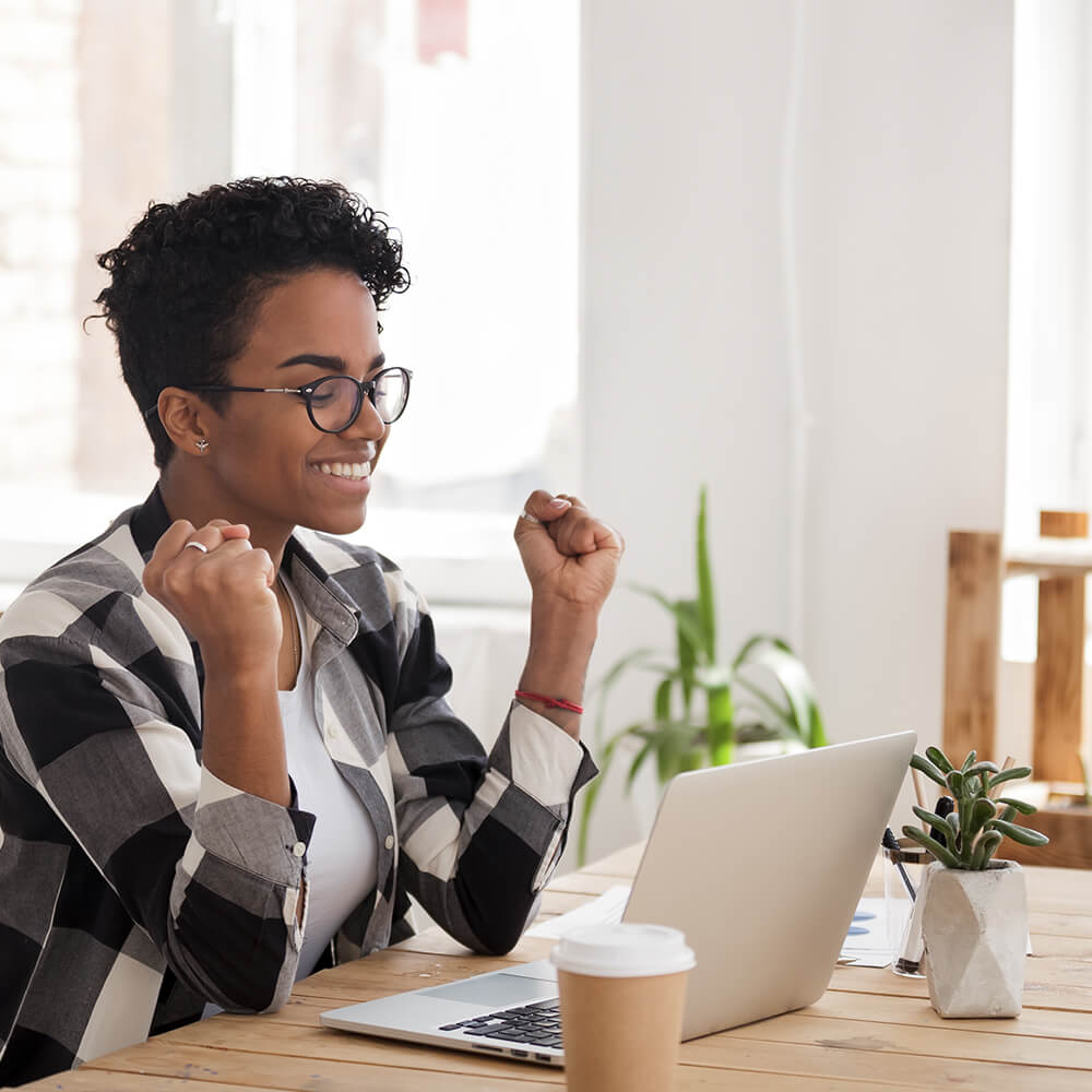 woman using laptop