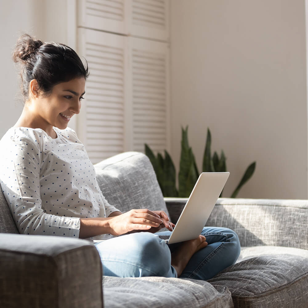 woman using laptop