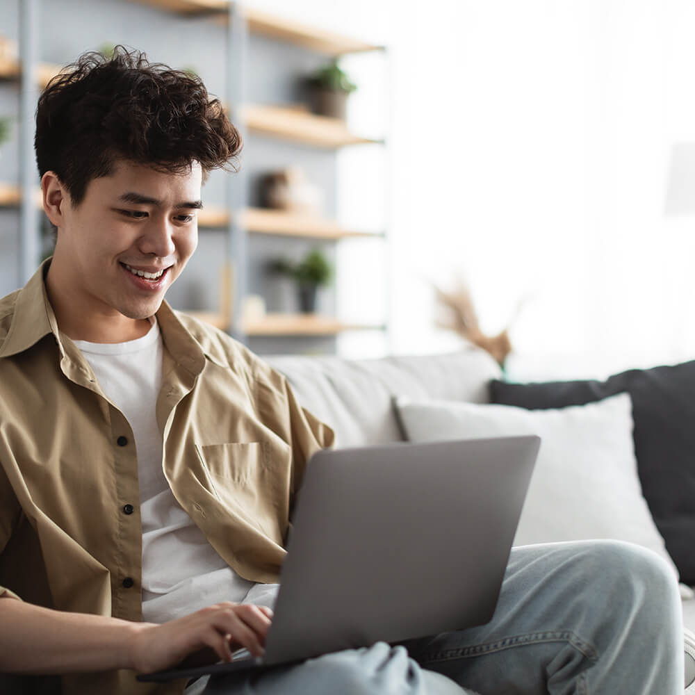 man using laptop