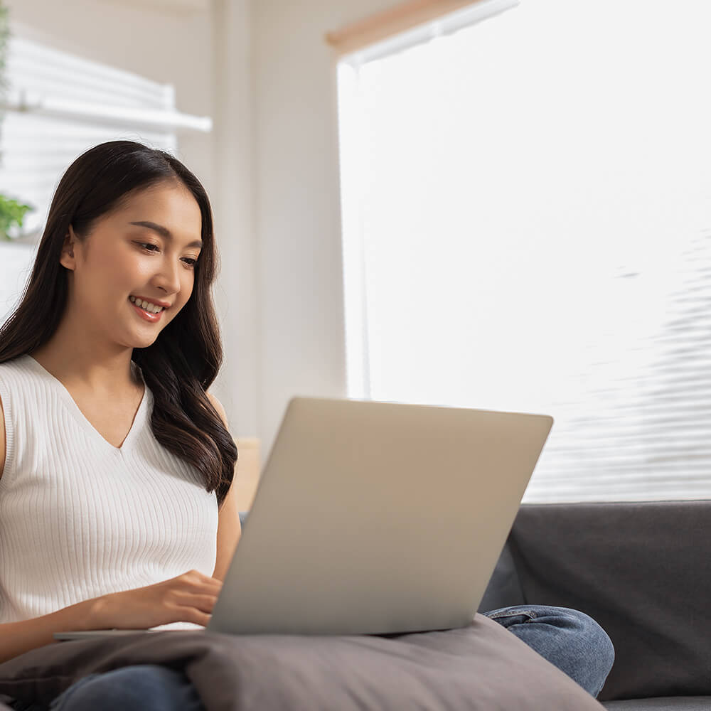 woman using laptop