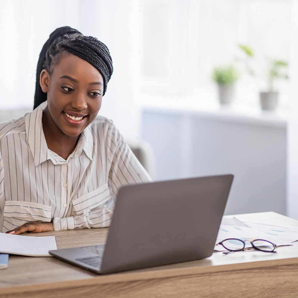 woman using laptop