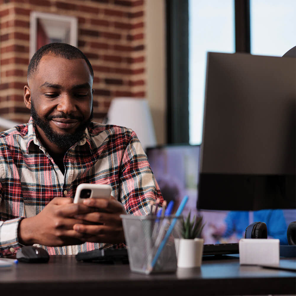 man using phone