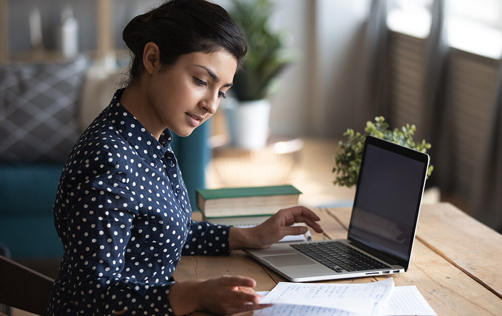 woman using laptop