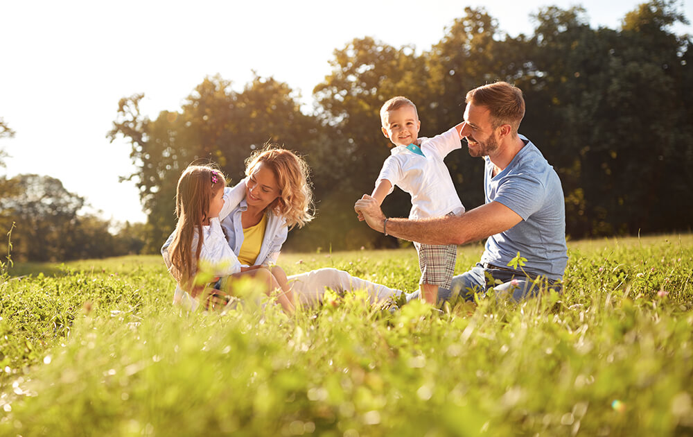 family in field