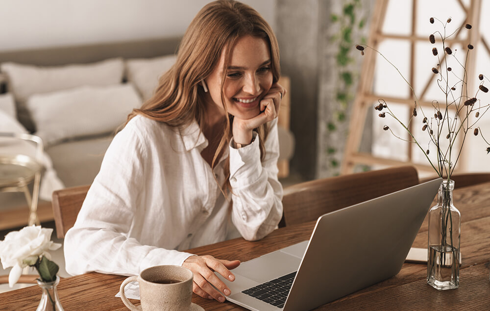 woman using laptop